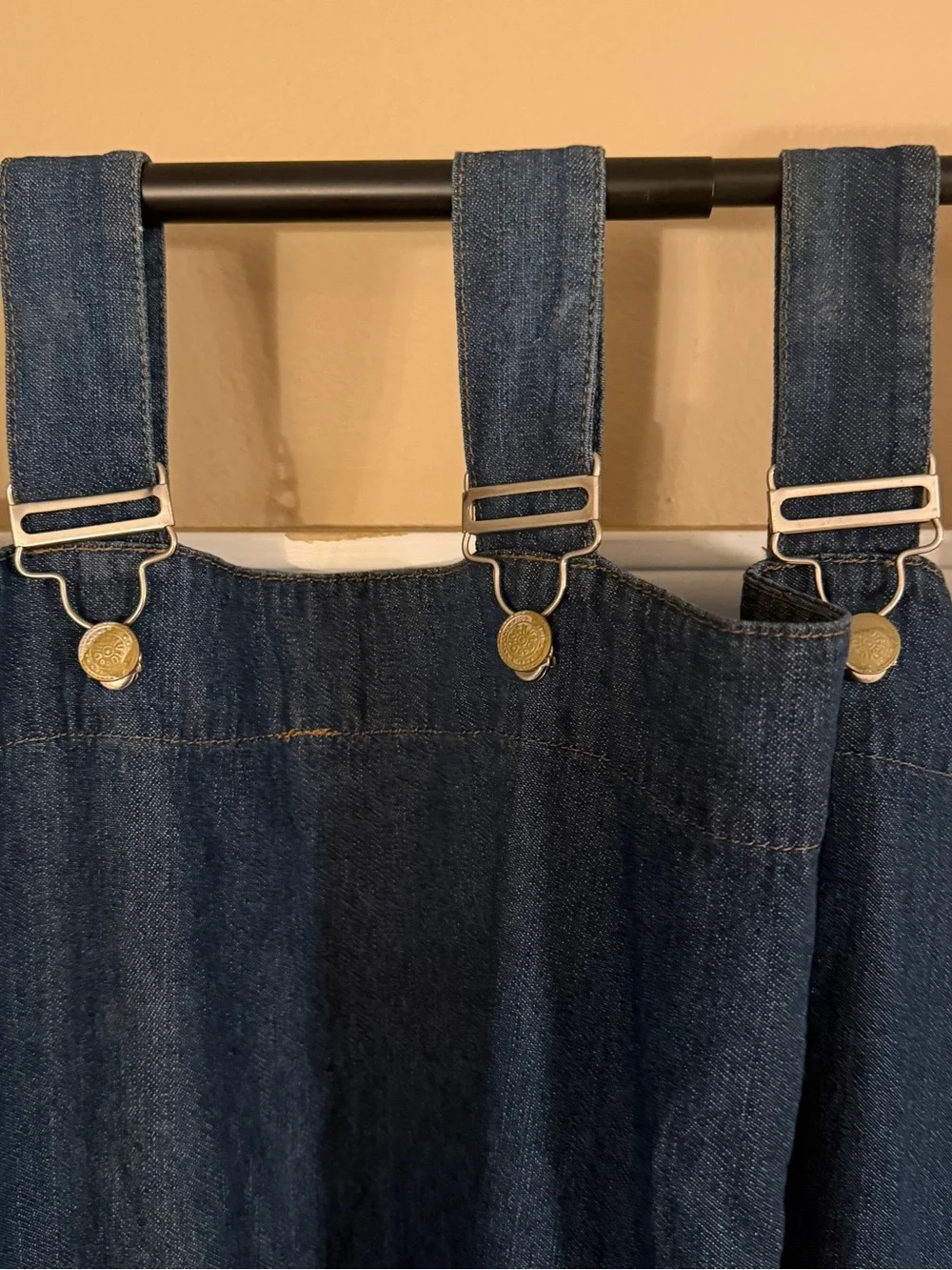Blue Denim Overall Curtain With Clasp 54.5” Wide x 65” Long 1 Panel